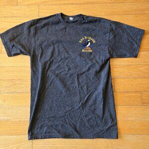 Vintage Bird Puffin T Shirt Mens Medium Bar Harbor Maine Embroidered Gray